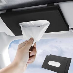 Universal Black Leather Car Visor Tissue Holder Organizer